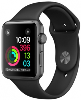 Apple Watch 2 38mm Space Gray Aluminum Case Black Sport Band